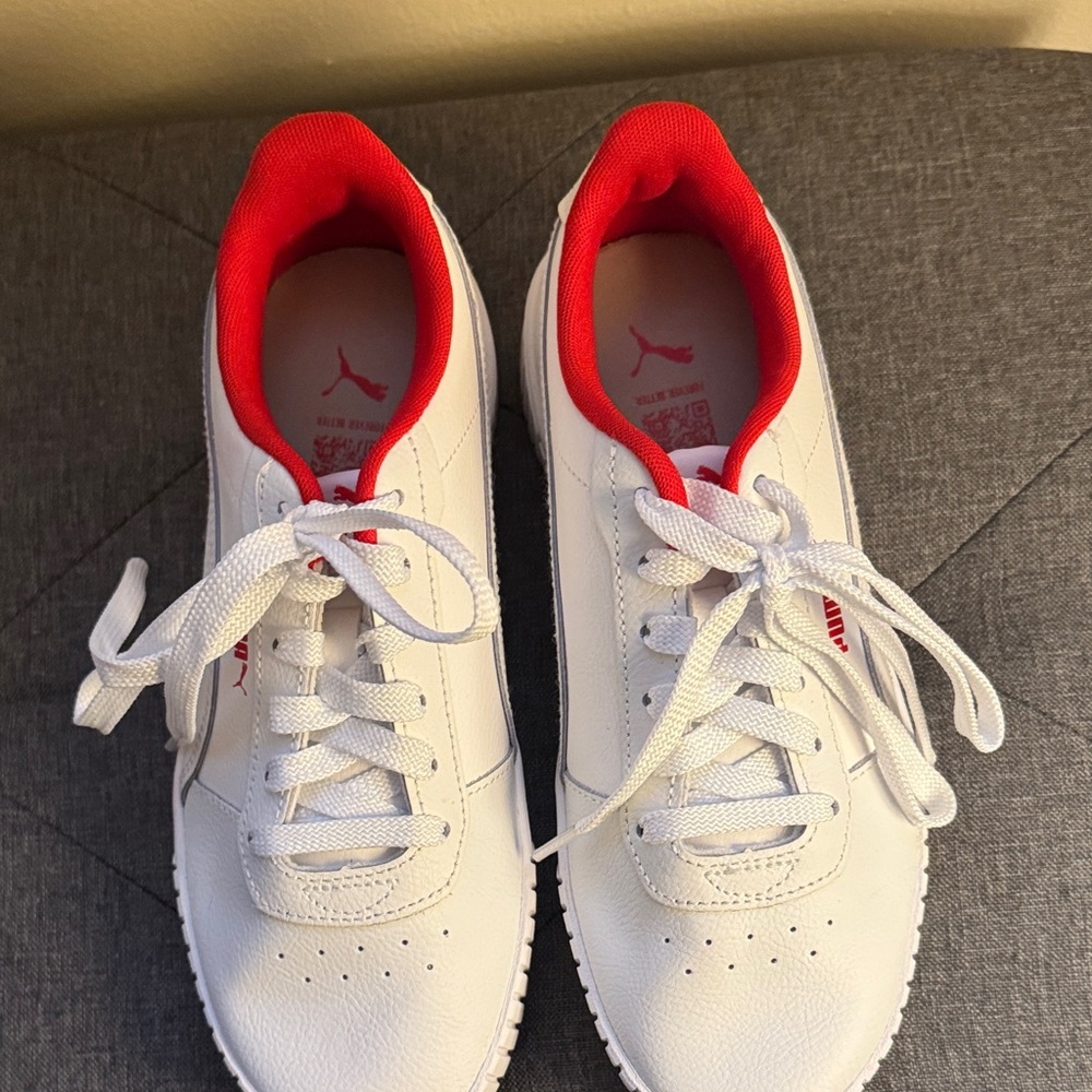 Puma White and Red Athletic Shoes